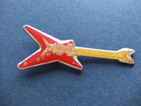 Gitaar snaarinstrument rood gele snaren stervormig